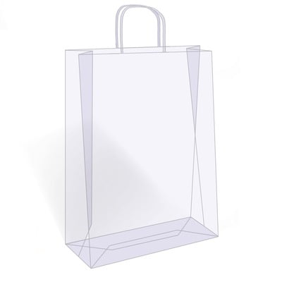 papieren tassen, gedraaid handvat, 32x12x41 cm, smal gestreept wit kraft, 100 grs