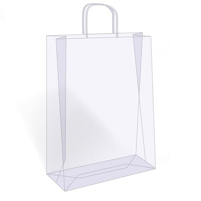 papieren tassen, gedraaid handvat, 32x12x41 cm, smal gestreept bruin kraft, 100 grs